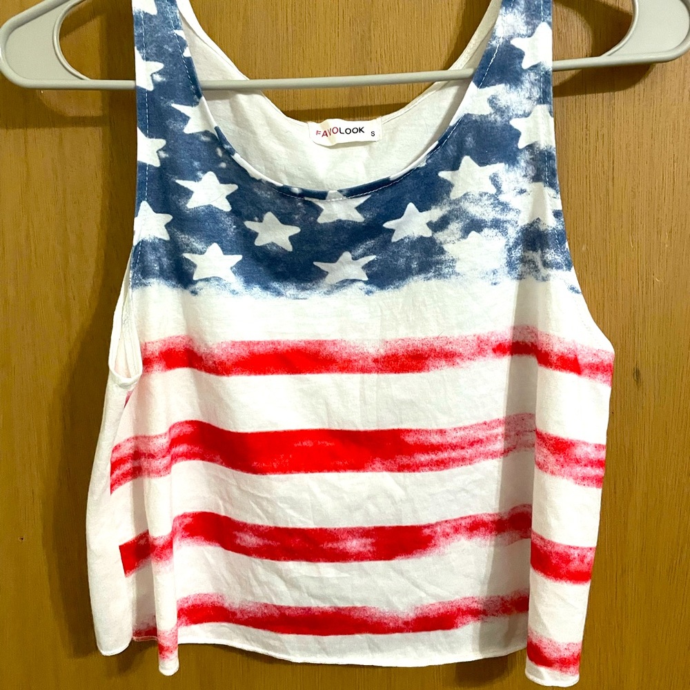 Flag USA crop top shirt size small